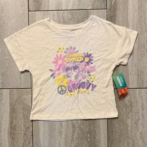 Kids White 'Flower Power Groovy Vibes' Graphic Tee